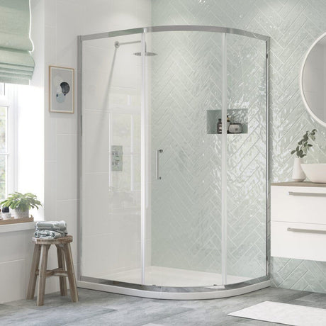 Ajax Tori 8mm One Door Offset Quadrant Shower Enclosure in Chrome