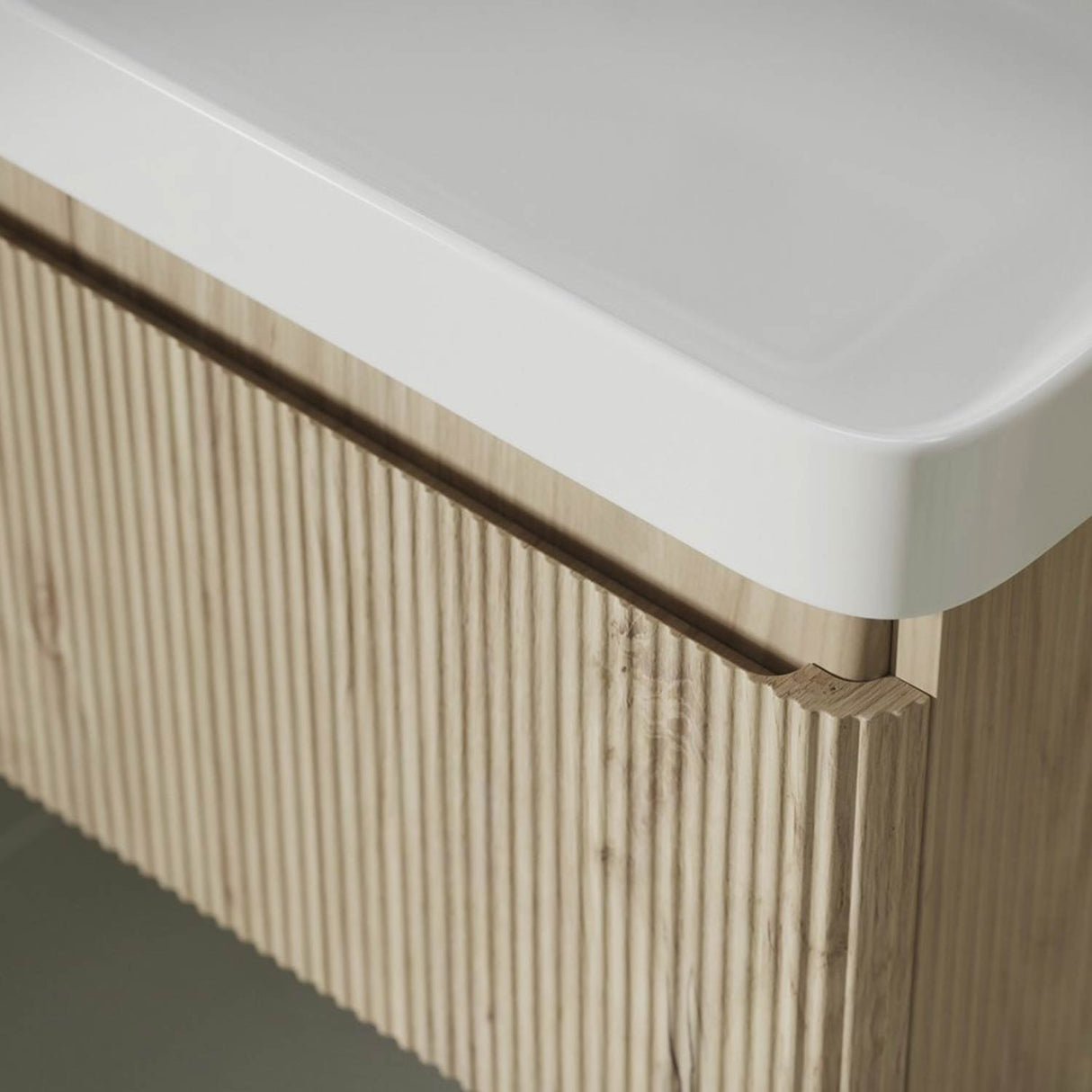 Ajax Torrington 500mm Wall Hung Vanity Unit with Basin in Textured Oak lifestyle 2