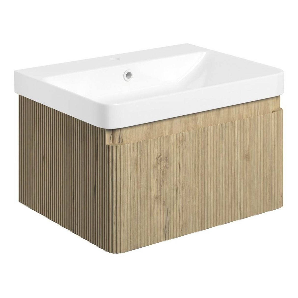 Ajax Torrington Wall Hung Vanity Unit with Basin in Textured Oak 605mm