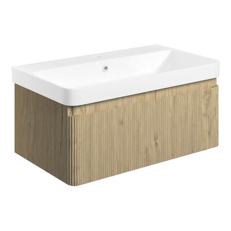 Ajax Torrington Wall Hung Vanity Unit with Basin in Textured Oak 805mm