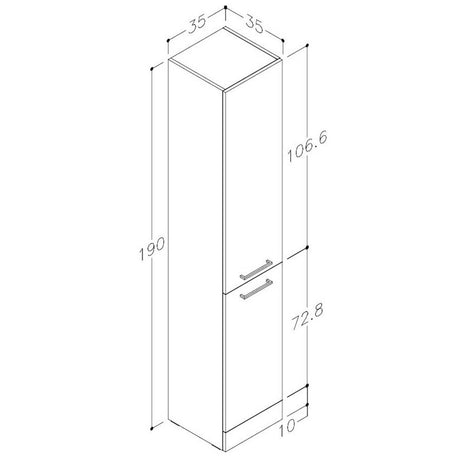 Ajax Walesby Floor Standing 350mm Tall Storage Unit in Gloss Grey dimensions