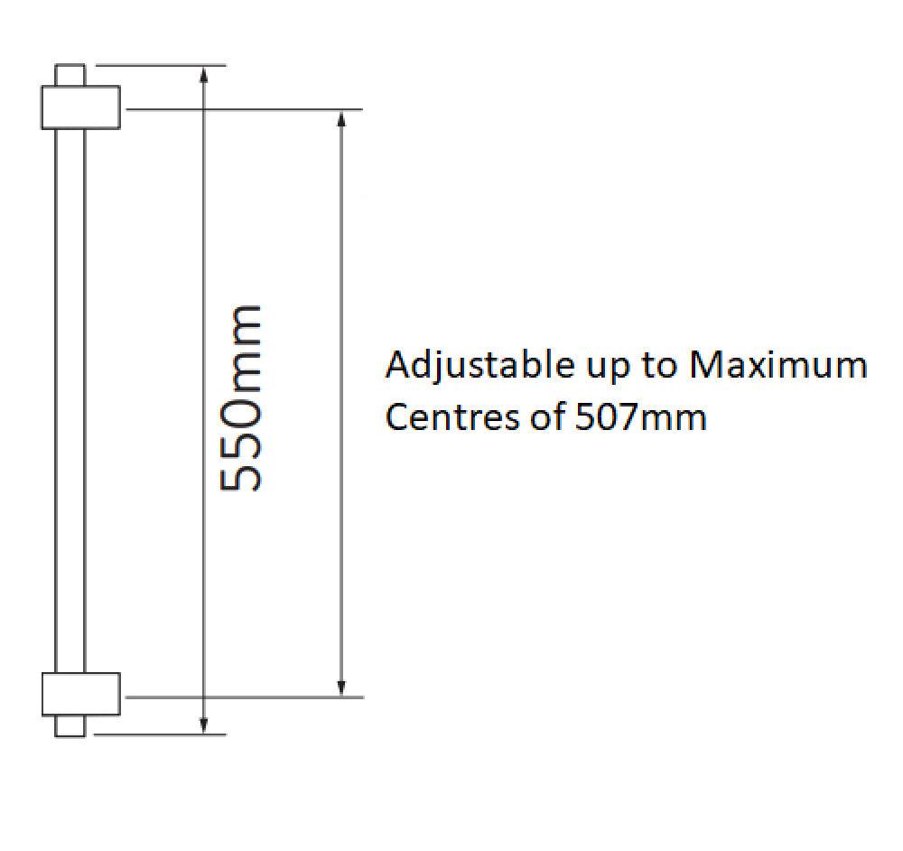 Aqualisa Slide Rail with Brackets in Chrome dimensions