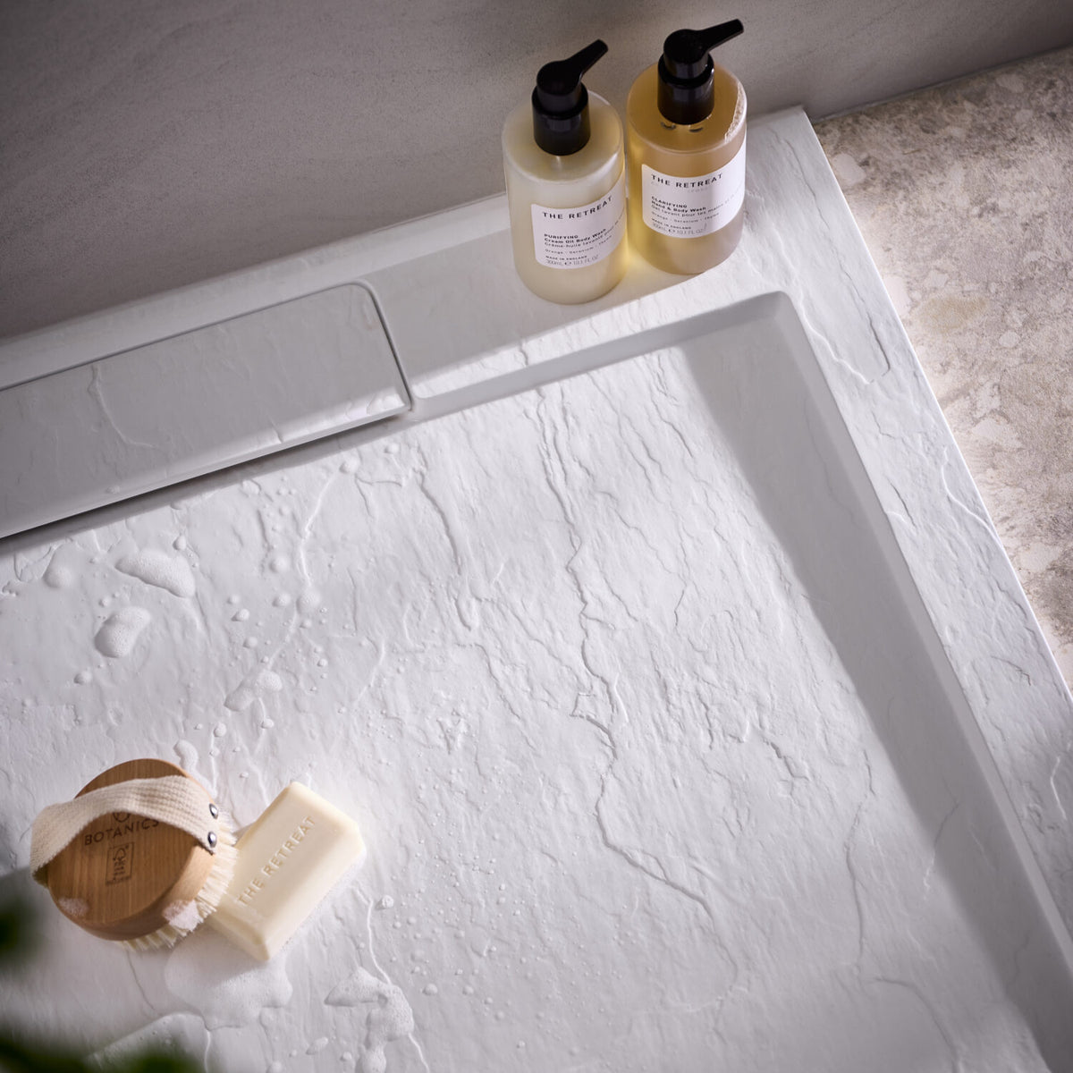 Azura Slate Rectangular Shower Tray in Matt White lifestyle 5