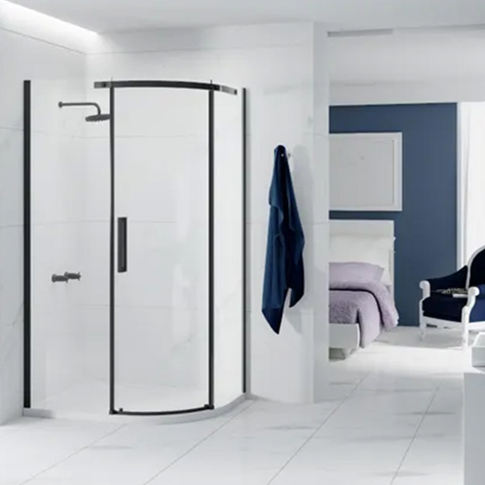 Merlyn Ionic Essence 1200 x 900mm Black One Door Offset Quadrant Left-Hand