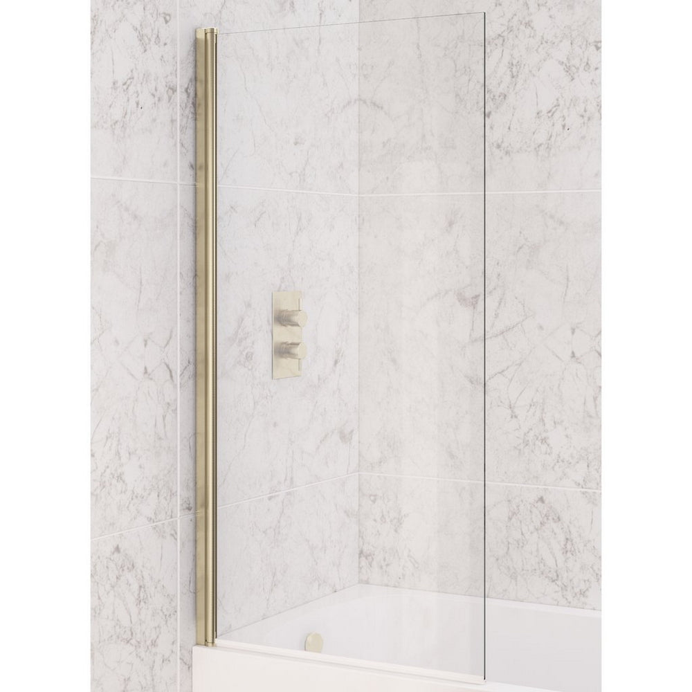 Beaufort 6mm Hinged Straight Bath Screen Brass