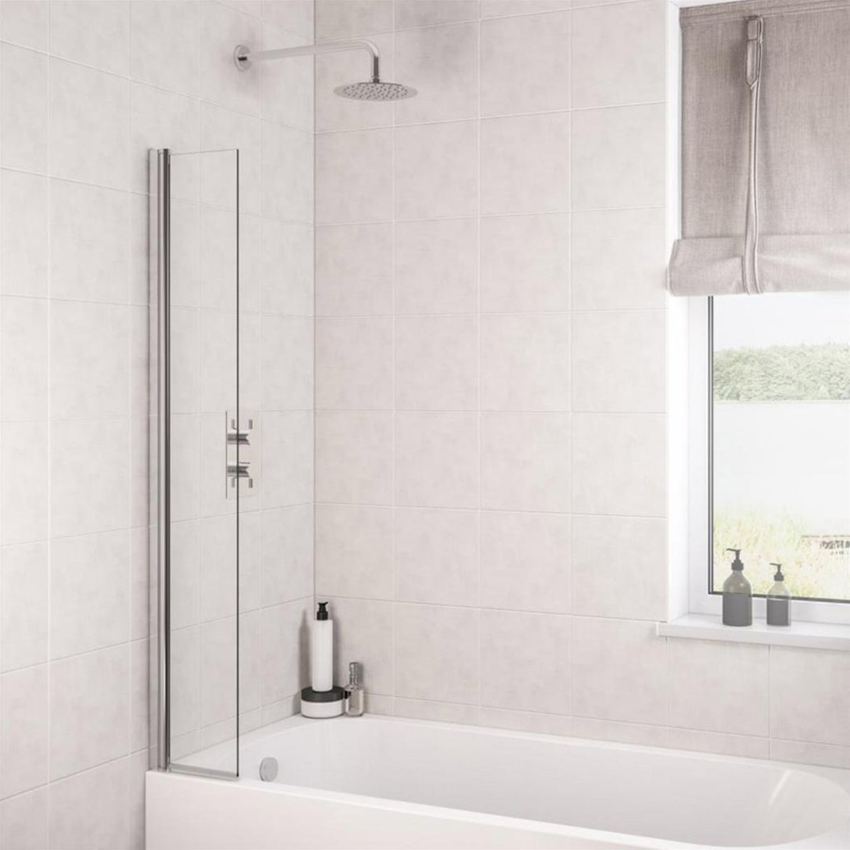 Beaufort 6mm Straight 300 x 1400mm Designer Bath Screen in chrome