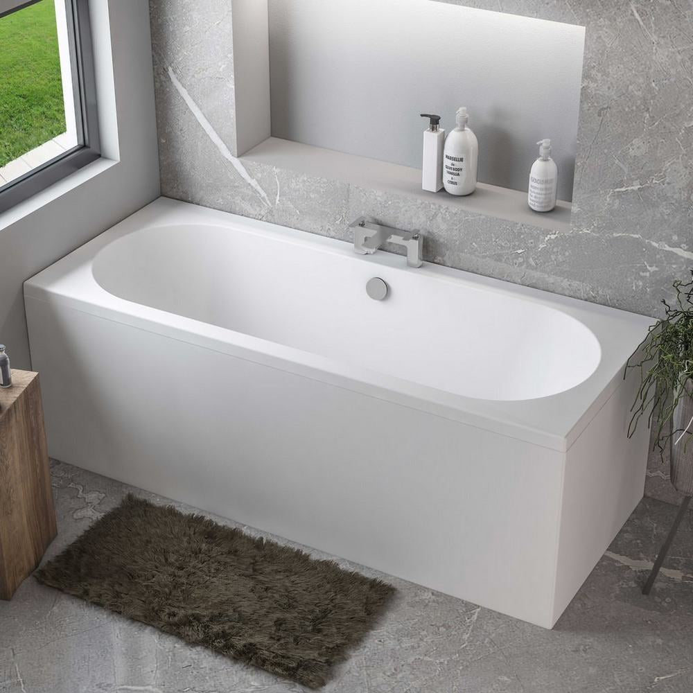 Beaufort Biscay 1800 x 800mm Matt White Double Ended Straight Edge Bath