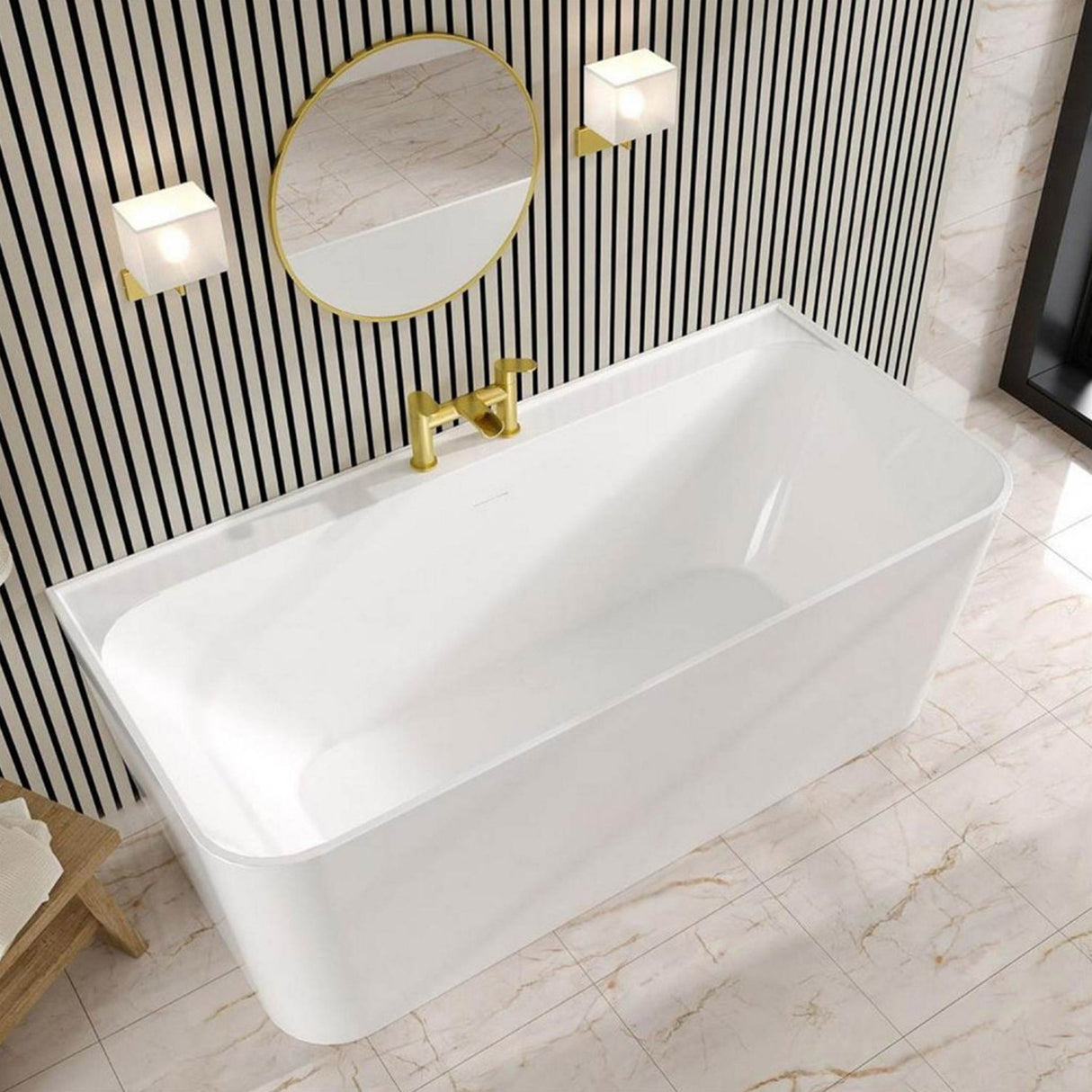 Beaufort Brockland Square 1600 x 750mm Freestanding Bath in Gloss White lifestyle