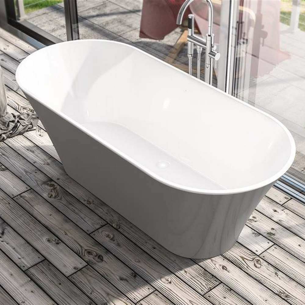 Beaufort Charlton 1650 x 740mm Gloss Grey and White Freestanding Bath Angle