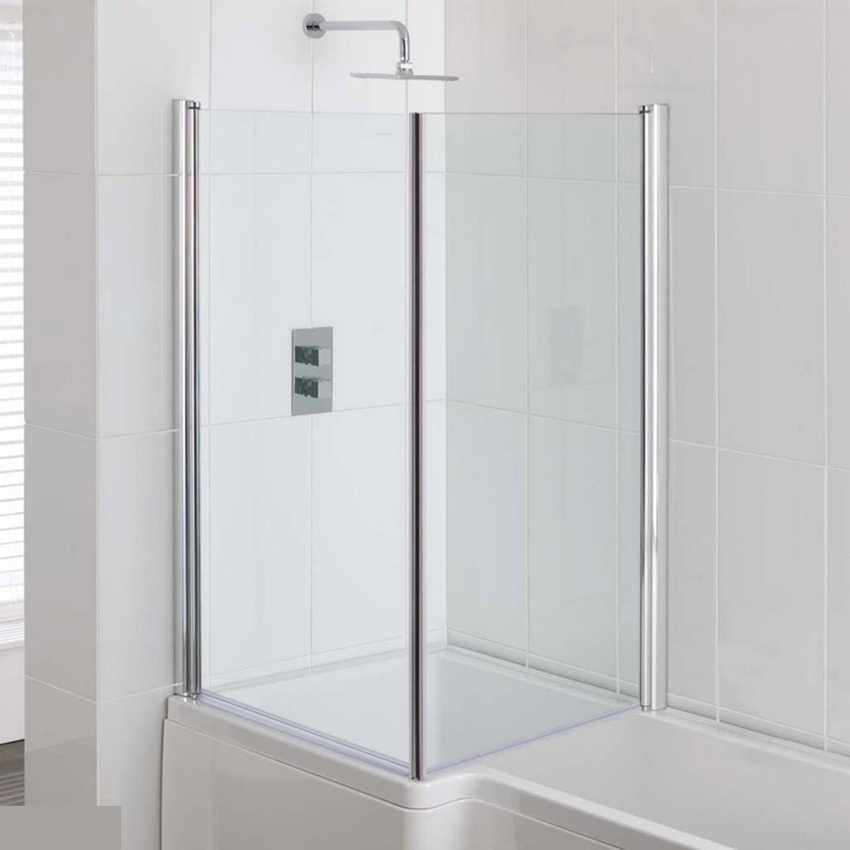 Beaufort L Shape 6mm Type 1 Bath Screen in Chrome