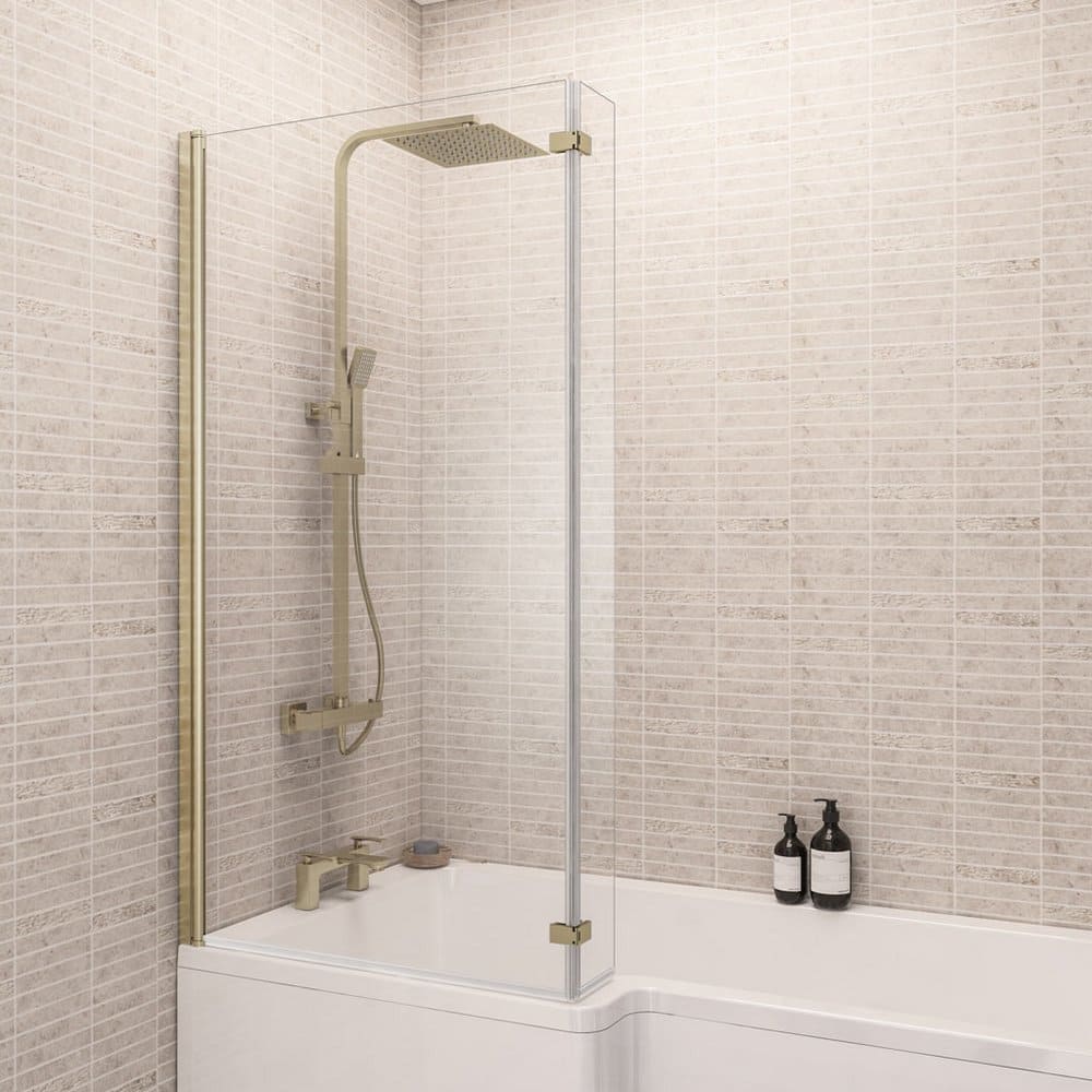 49.2012 Beaufort L Shape Left Hand Bath Screen in Brushed Brass