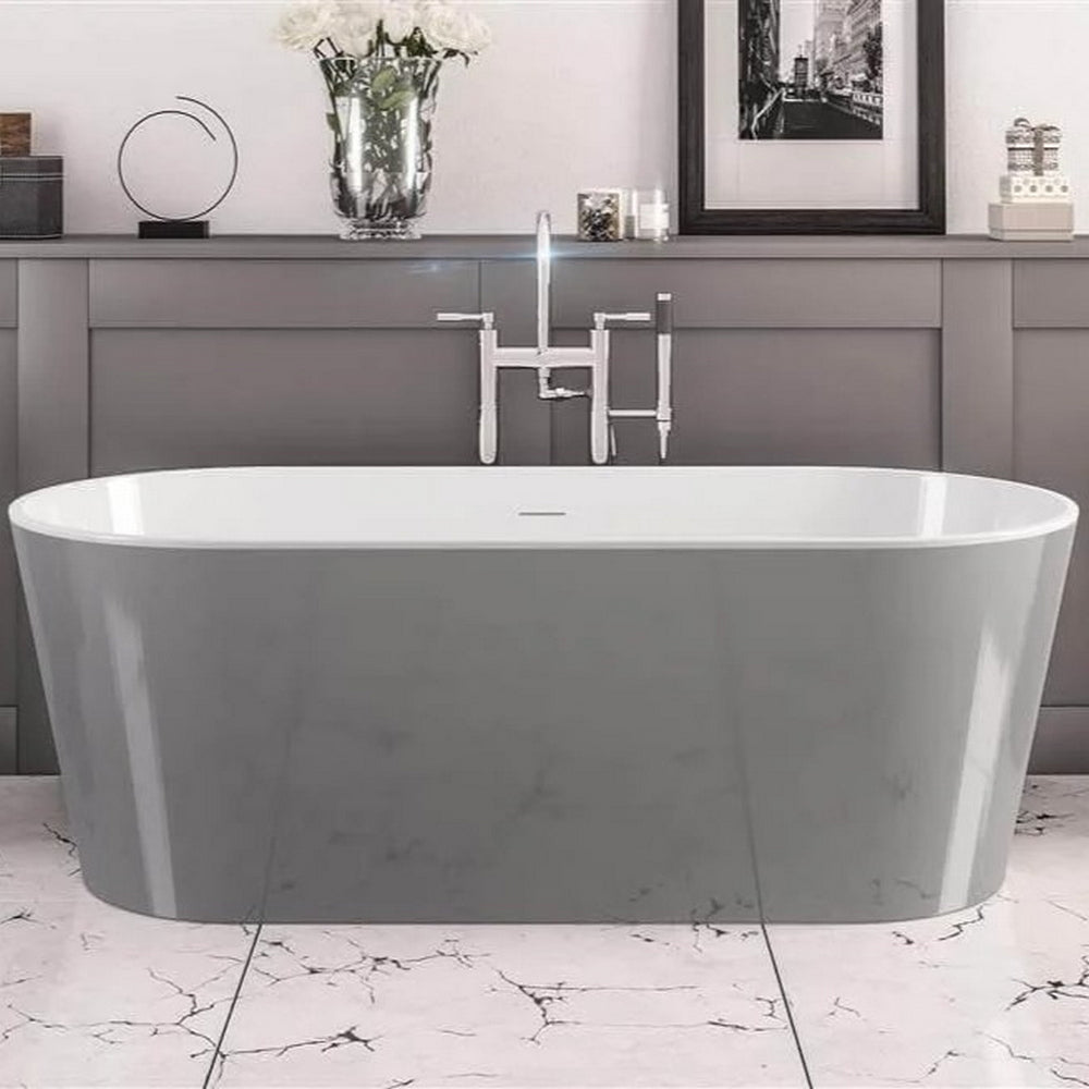 Beaufort Lambeth 1590 x 740mm Gloss Grey and White Freestanding Bath