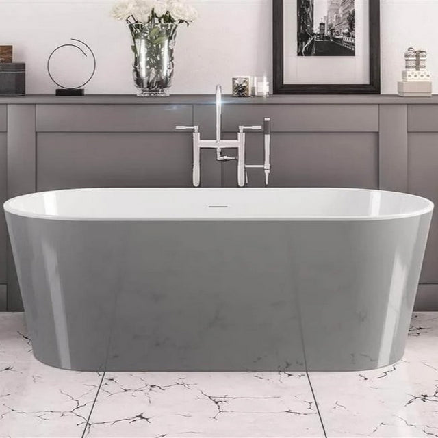 Beaufort Lambeth 1590 x 740mm Gloss Grey and White Freestanding Bath