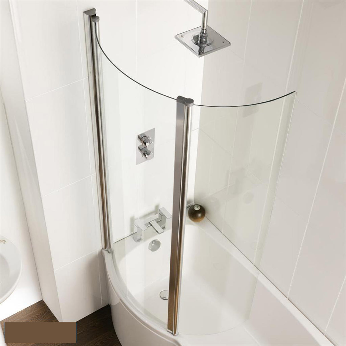 Beaufort Left Handed Chrome Folding 6mm Curved Bath Screen in Chrome