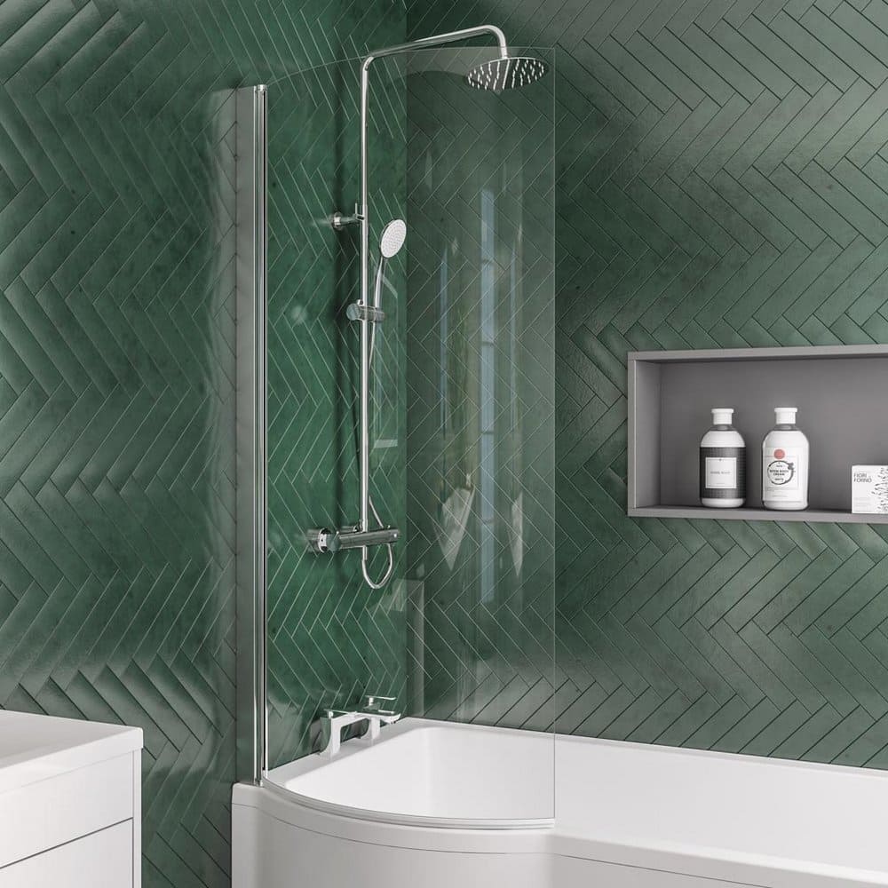 49.2001 Beaufort P Shape Left Hand Bath Screen in Chrome
