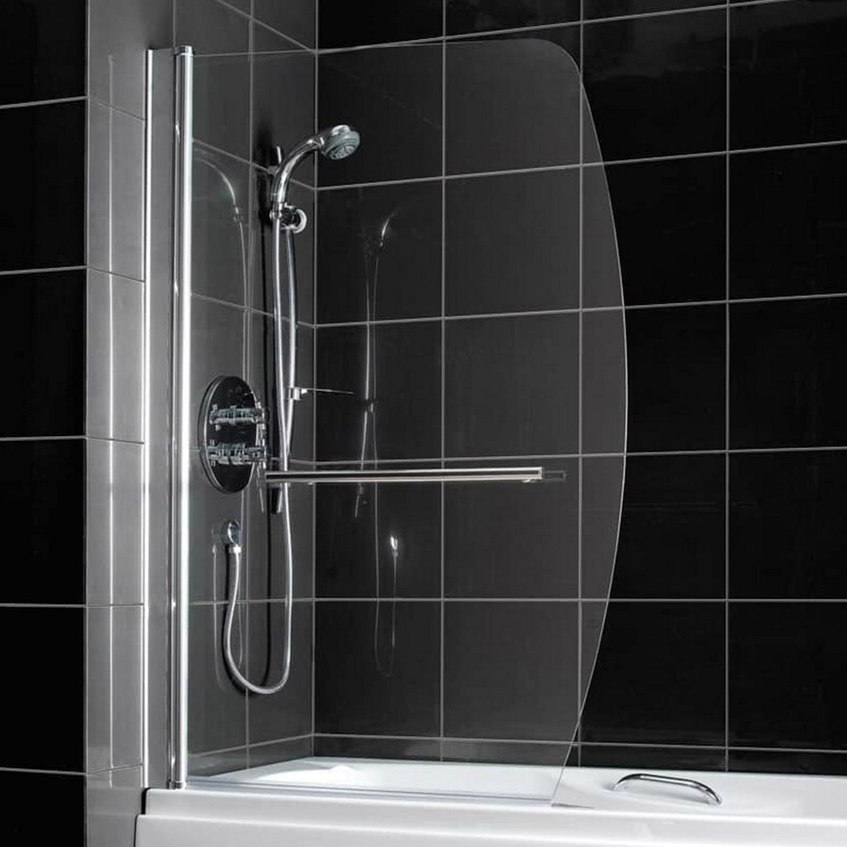 Beaufort Sail Shape 895 x 1410mm Bath Screen with Towel Rail