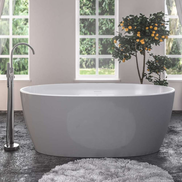 Beaufort Wandsworth 1495 x 725mm Gloss Grey and White Freestanding Bath