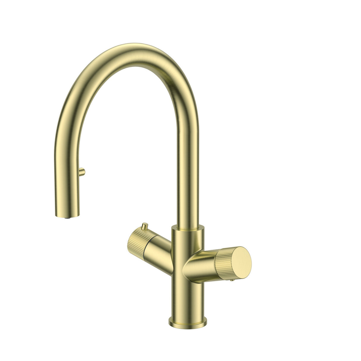 KoGE 4 in 1 Swan Pull Out Spout Boiling Water Tap in Brushed Brass