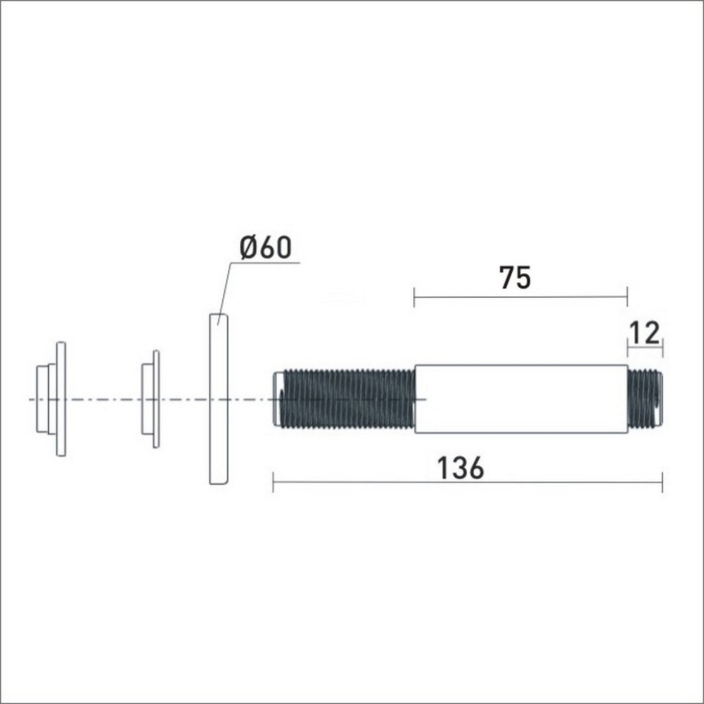 Bristan 75mm Round Ceiling Fed Shower Arm in Chrome Dimensions
