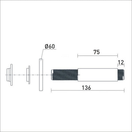 Bristan 75mm Round Ceiling Fed Shower Arm in Chrome Dimensions