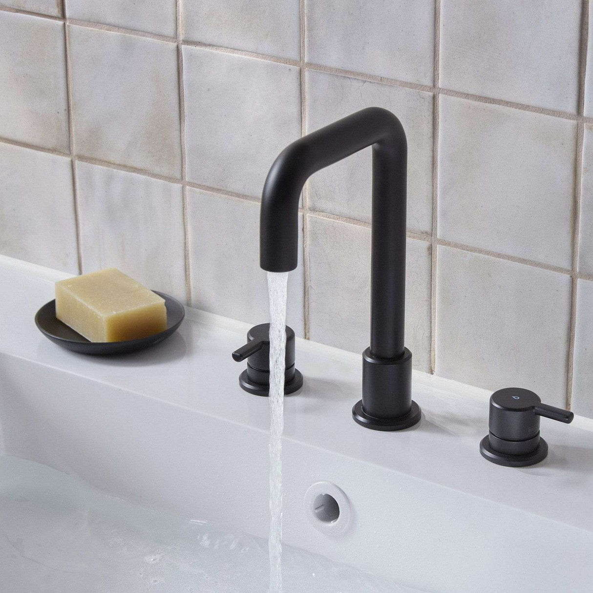 AL3THBASBLK Bristan Altum Black 3TH Deck Mounted Basin Mixer Lifestyle