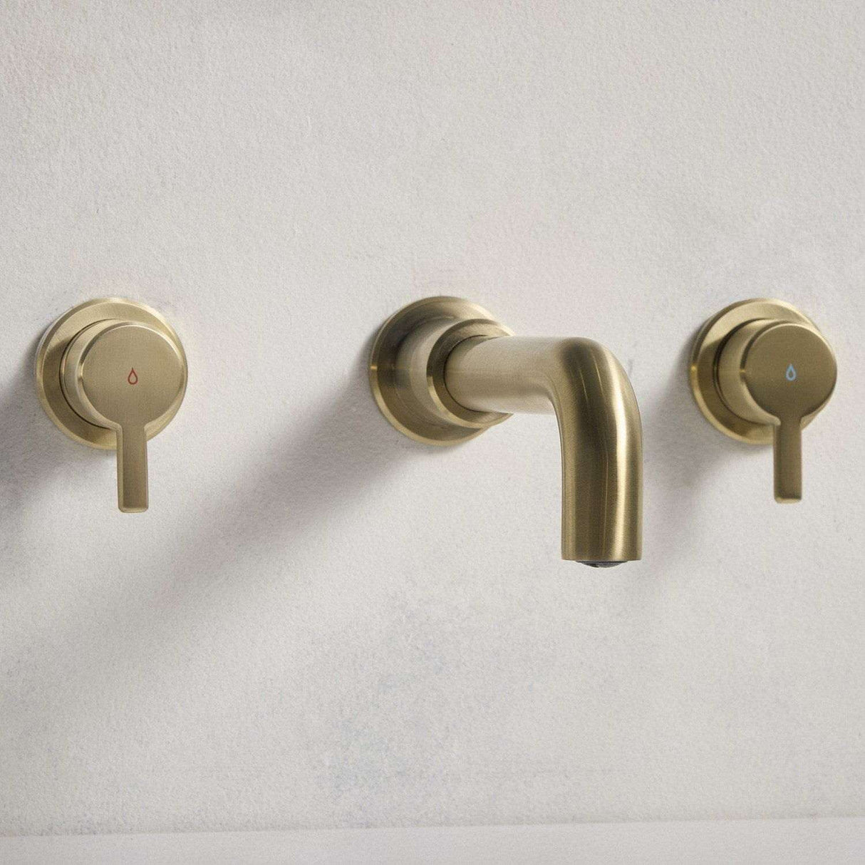 AL3THWMBASBB Bristan Altum Brushed Brass 3TH Wall Mounted Basin Mixer Close Up