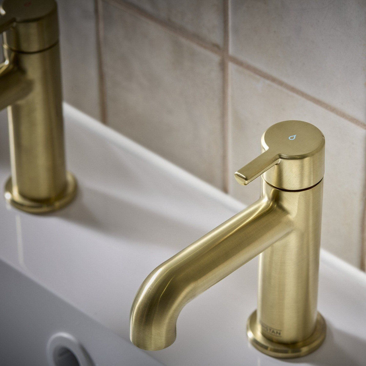 AL1/2BB Bristan Altum Brushed Brass Basin Taps Cold Lever Handle Design