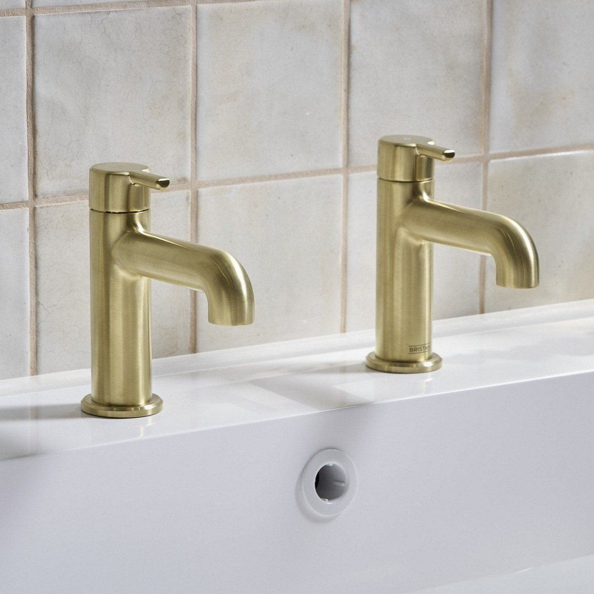 AL1/2BB Bristan Altum Brushed Brass Basin Taps Lifestyle