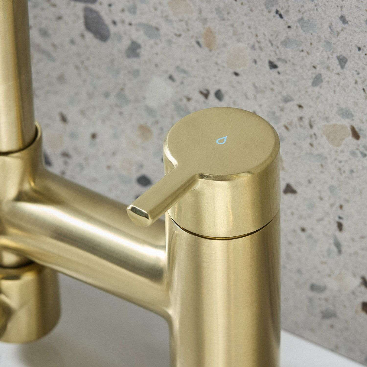 ALBSMBB Bristan Altum Brushed Brass Bath Shower Mixer Cold Water Handle Close Up