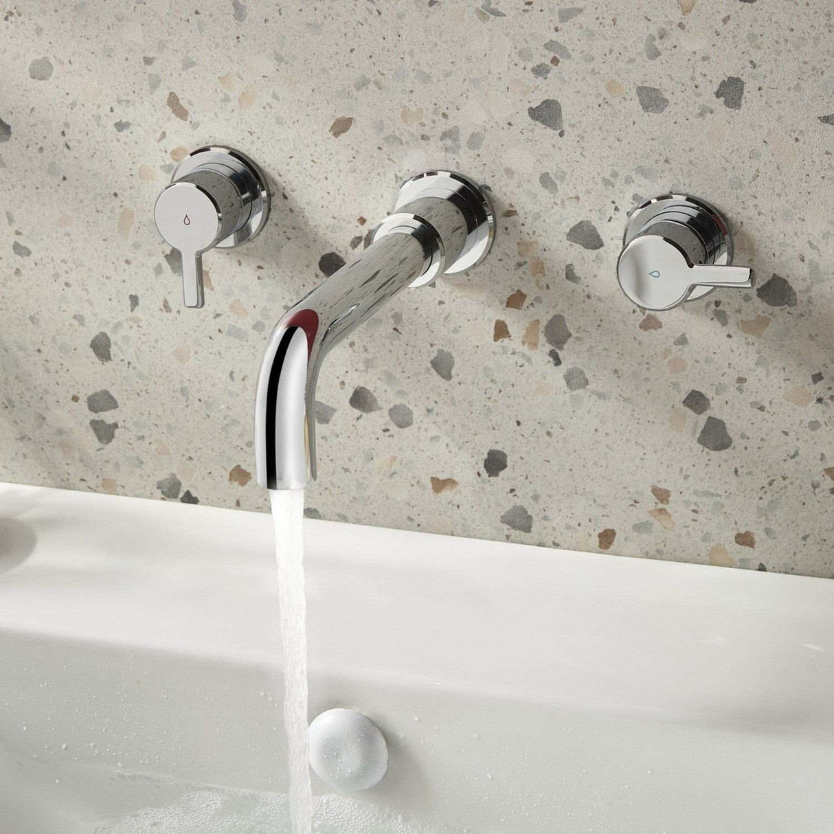 AL3THWMBASC Bristan Altum Chrome 3TH Wall Mounted Basin Mixer Bathroom Setting