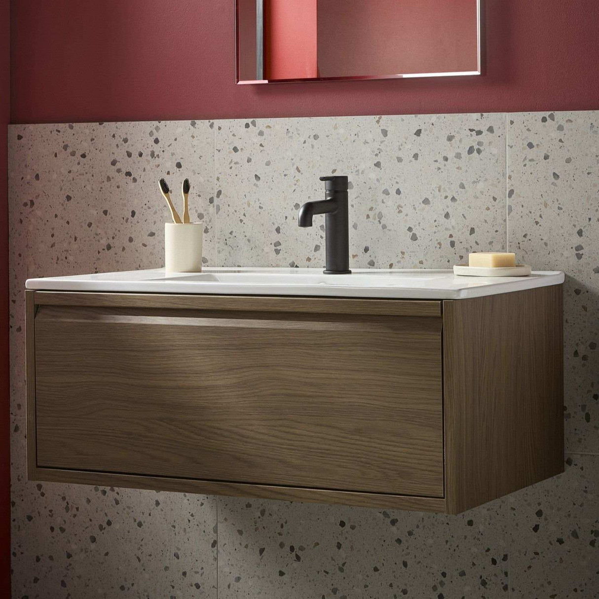 ALESBASBLK Bristan Altum Eco Start Black Basin Mixer with Waste Bathroom Setting