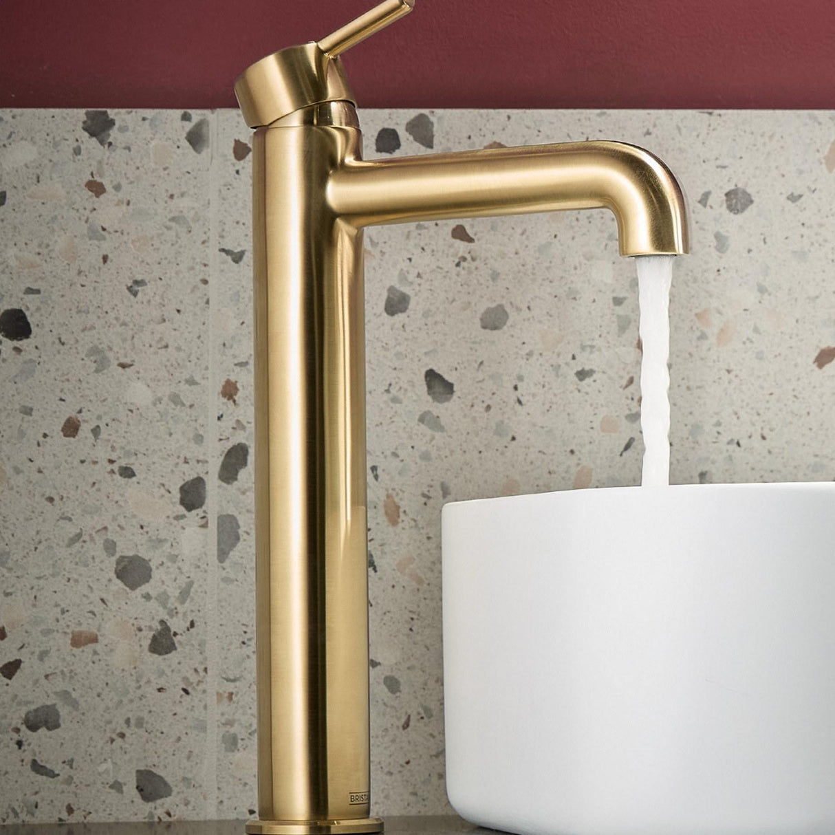 ALESTBASBB Bristan Altum Eco Start Brushed Brass Tall Basin Mixer with Waste Lifestyle