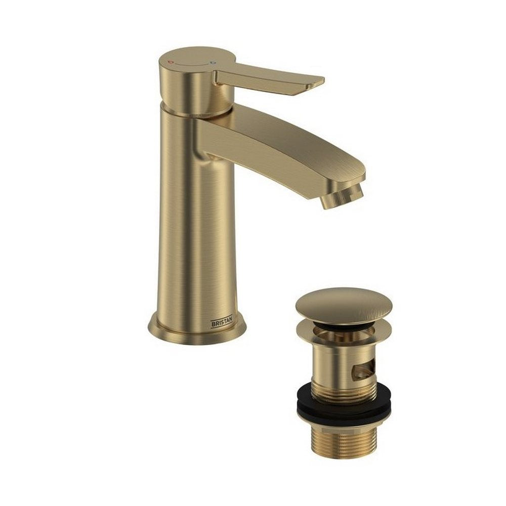 Bristan Apelo Brushed Brass Eco Start Basin Mixer with Waste