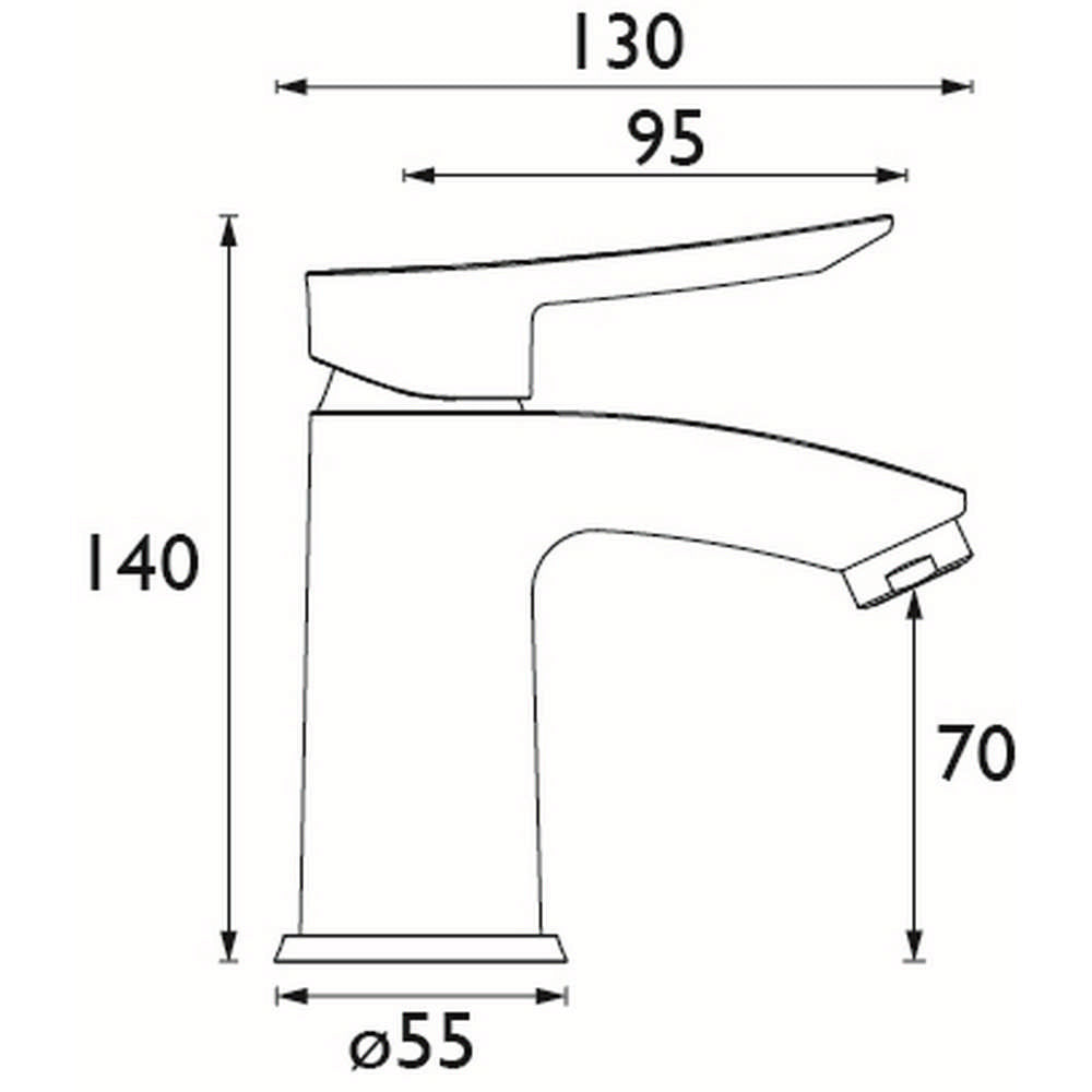 Bristan Apelo Eco Start Small Basin Mixer with Waste in Chrome dimensions