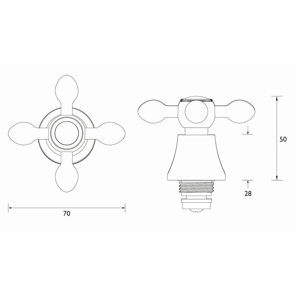 Bristan Bath Tap Reviver with Traditional Handles dimensions