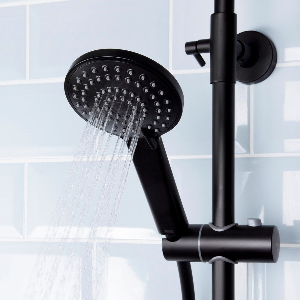 Bristan Buzz Thermostatic Bar Shower with Rigid Riser in Black Handset
