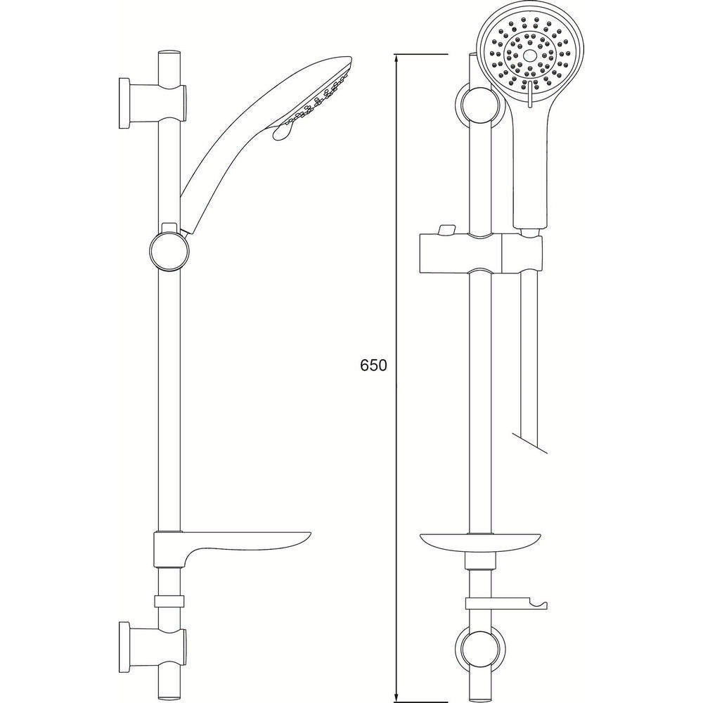 Bristan Cascade Shower Kit with Three Function Handset in Chrome Dimensions