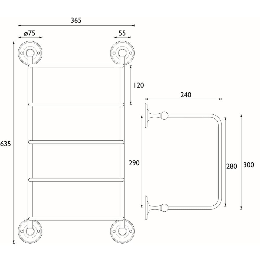 COMPTSTACK1C Bristan Complementary Towel Stacker in Chrome Line Drawing
