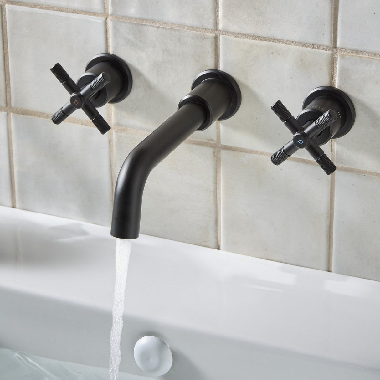 CRU3THWMBASBLK Bristan Cruzar Black 3TH Wall Mounted Basin Mixer Lifestyle