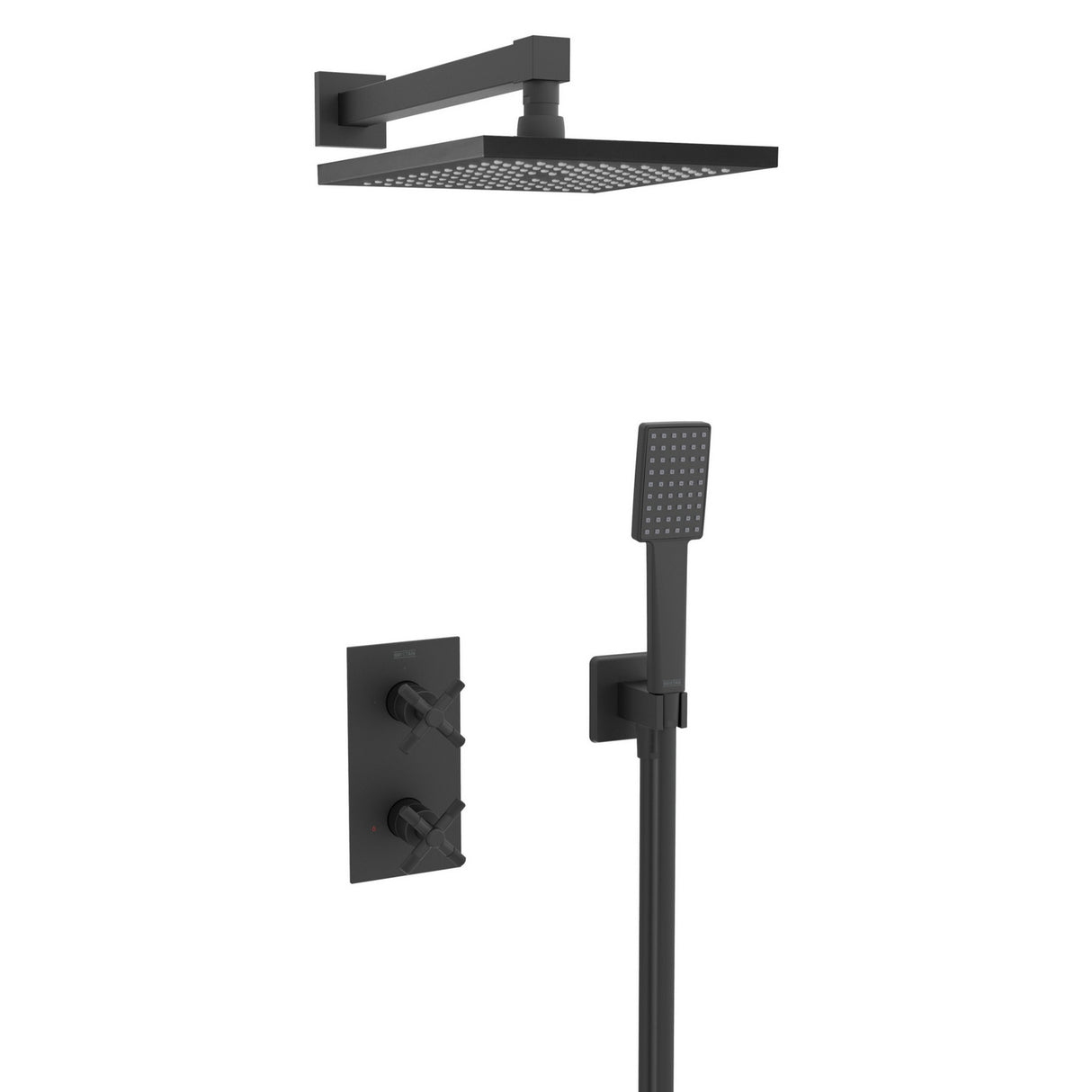 CRUZARBLKSHWRPK2 Bristan Cruzar Black Shower Pack with Fixed Head and Wall Outlet Handset