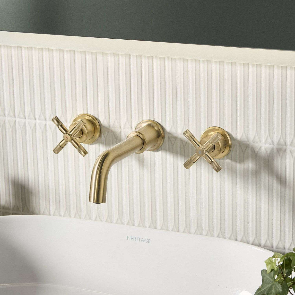 CRU3THWMBASBB Bristan Cruzar Brushed Brass 3TH Wall Mounted Basin Mixer Lifestyle