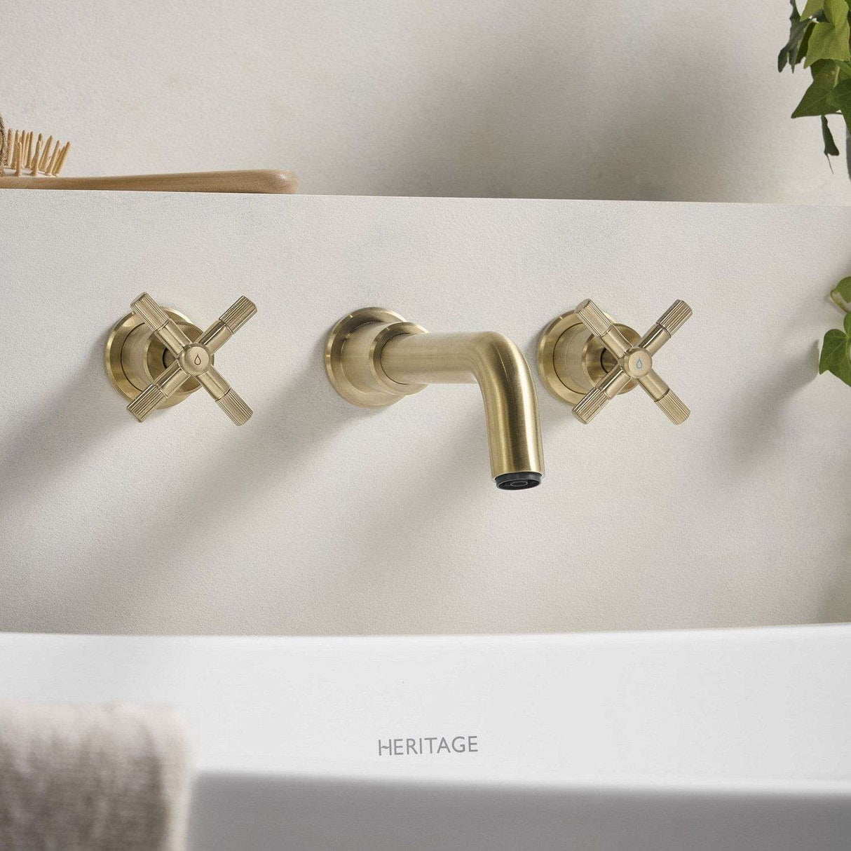 CRU3THWMBFBB Bristan Cruzar Brushed Brass 3TH Wall Mounted Bath Filler Lifestyle