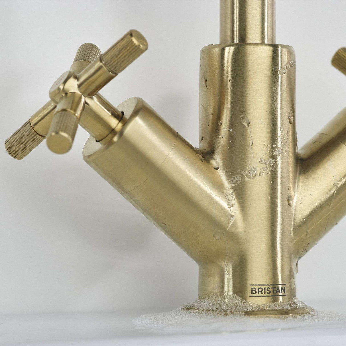 CRUBASBB Bristan Cruzar Brushed Brass Basin Mixer with Waste Close Up