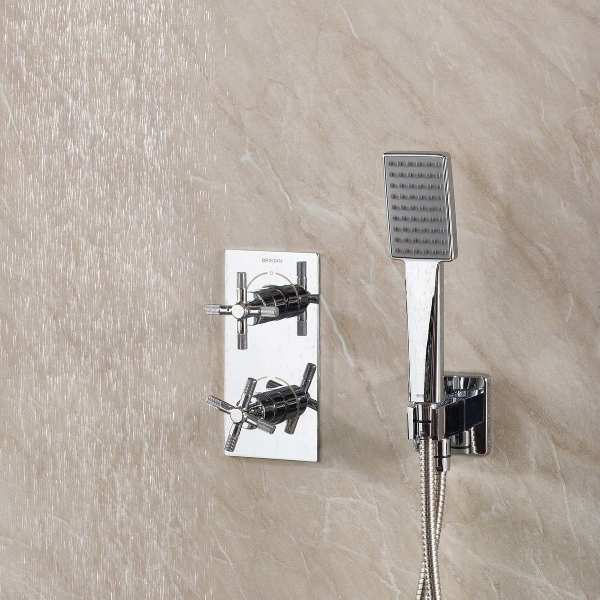 CRUZARSHWRPK2 Bristan Cruzar Chrome Shower Pack with Fixed Head and Wall Outlet Close Up