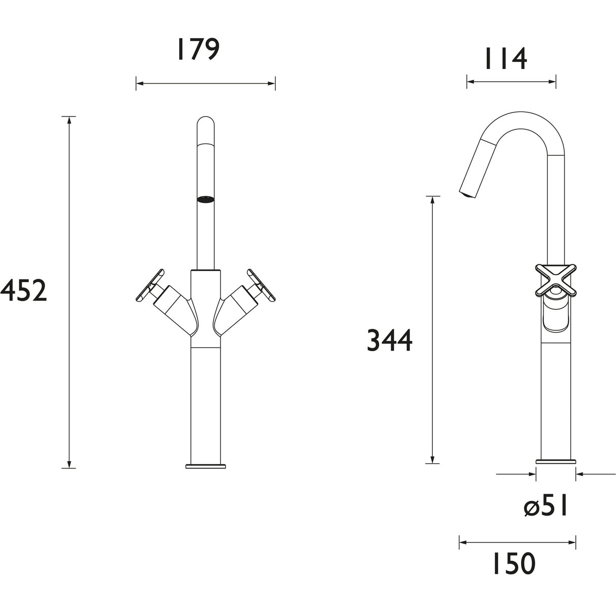 CRUTBASC Bristan Cruzar Chrome Tall Basin Mixer with Waste Dimensions