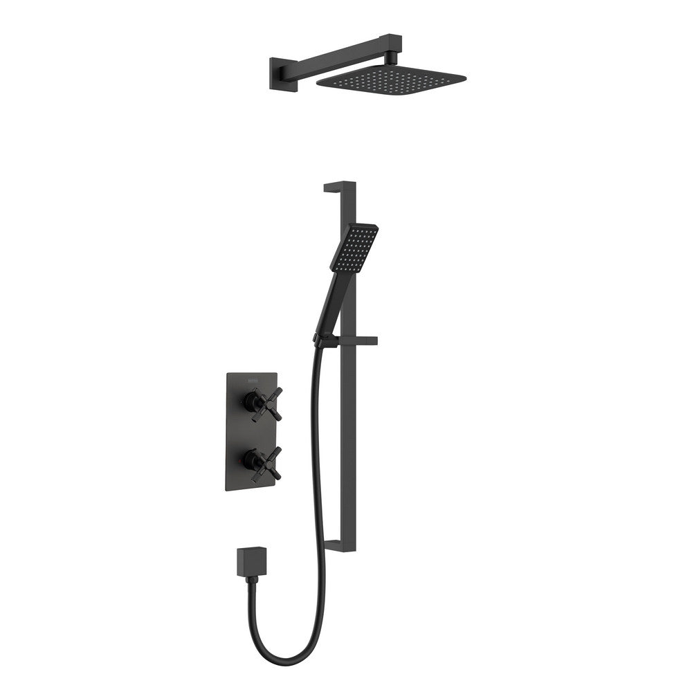 Bristan Cruzar Concealed Shower with Fixed Head and Riser Kit in Black