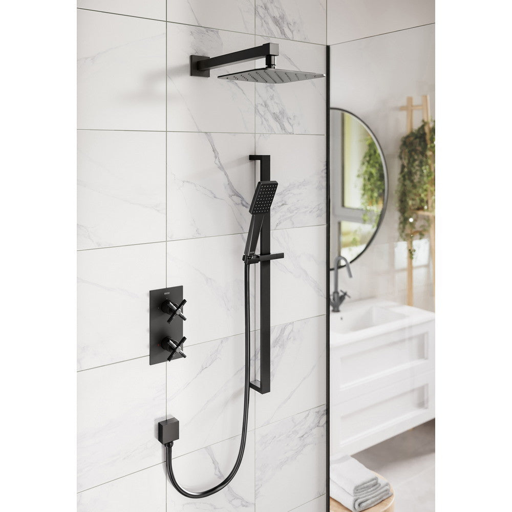 Bristan Cruzar Concealed Shower with Fixed Head and Riser Kit in Black lifestyle