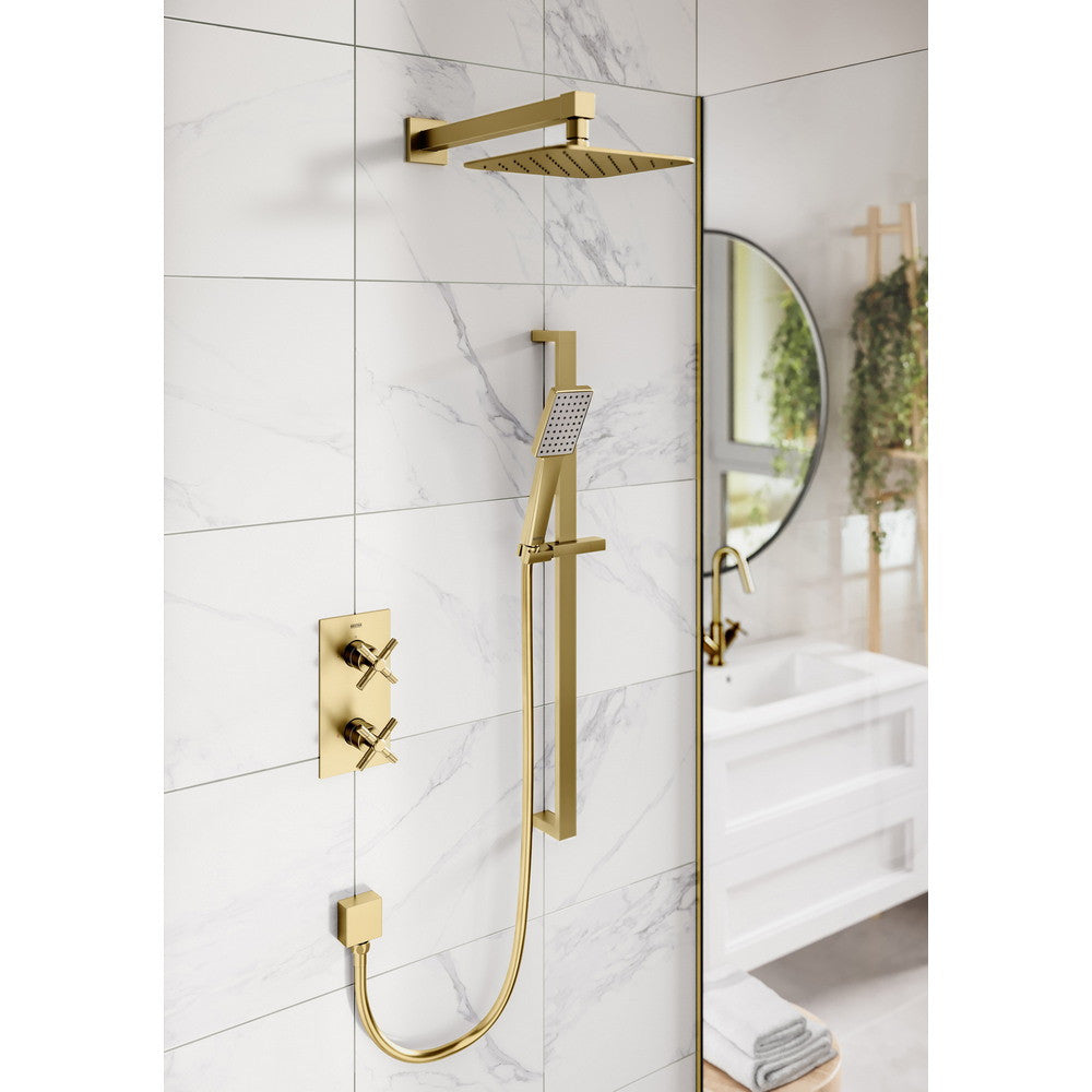 Bristan Cruzar Concealed Shower with Fixed Head and Riser Kit in Brushed Brass lifestyle
