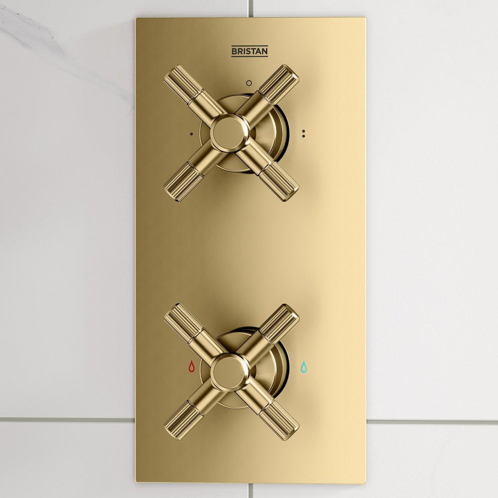 Bristan Cruzar Concealed Shower with Fixed Head and Riser Kit in Brushed Brass lifestyle 2