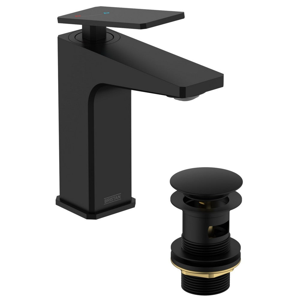 DELESBASBLK Bristan Delgado Eco Start Basin Mixer with Waste in Black